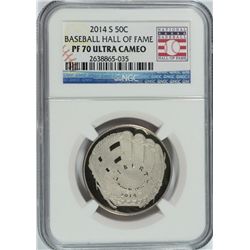 2014 U.S. MINT BASEBALL HALL OF FAME COMMEM. HALF DOLLAR, NGC PF-70 ULTRA CAMEO
