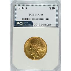 1911-D $10.00 GOLD INDIAN, PCI MS-62  RARE!!
