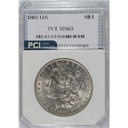 1882-O/S MORGAN SILVER DOLLAR, PCI MS-63