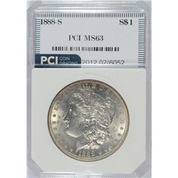 1888-S MORGAN SILVER DOLLAR, PCI MS-63