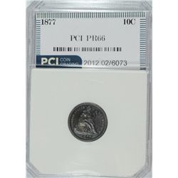 1877 SEATED DIME, PCI PROOF-66! ABSOLUTELY GORGEOUS COLORS!