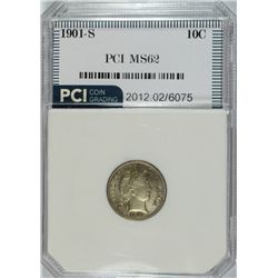 1901-S BARBER DIME, PCI MS-62   RARE!!