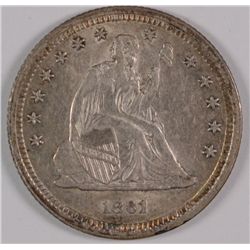 1861 SEATED QUARTER AU-55