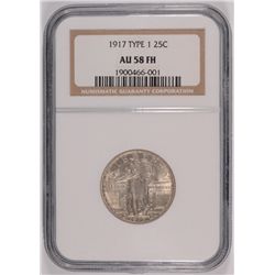 1917 I STANDING LIBERTY QUARTER NGC AU-58 FH