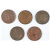 Image 1 : LOT of (5 ) LARGE CENT, VG-F, 1845, '47, '48, '50, '54