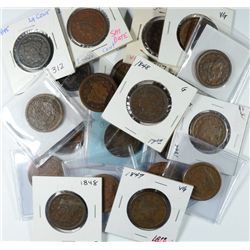 LOT of (21) LARGE CENTS GRADING G-F, A FEW PROBLEM COINS