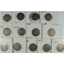 LOT of (13) BETTER DATE LIBERTY NICKELS, NICE LOT