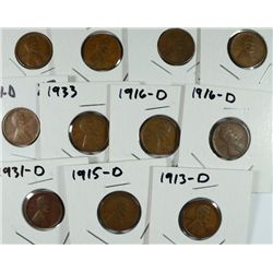 11- BETTER DATE LINCOLN CENTS, MOSTLY XF