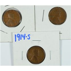 1914-S, 1909 VDB, 1931-D LINCOLN CENTS