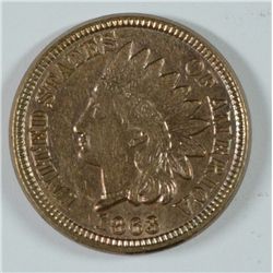 1863 INDIAN HEAD CENT AU-58