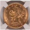 Image 2 : 1880 $5 GOLD LIBERTY NGC MS-63