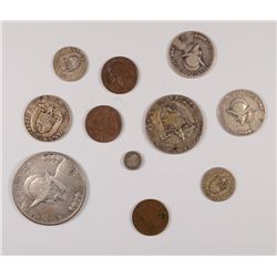 LOT OF 11 OLD PANAMA COINS: 8 ARE SILVER,  TOUGH OLD COINS