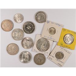 LOT OF ( 12 ) SILVER FOREIGN COINS  MANY LARGE COINS