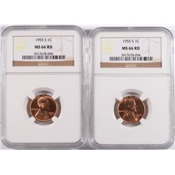 ( 2 ) 1955-S LINCOLN CENTS, NGC MS-66 RED!