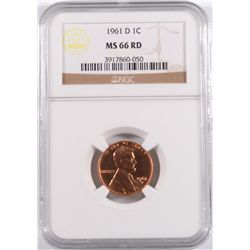 1961-D LINCOLN CENT, NGC MS-66 RED! LOOKS MS-67 RED TO US, MS-67 GO FOR $4000.00