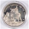 Image 1 : FRANKLIN MINT .8 oz STERLING SILVER FIRST MANNED LANDING ON THE MOON MEDAL