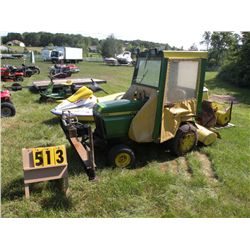 John Deere 300 w/woodsplitter/42" tiller/cab/42" snowblower & 40" mower deck