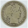 Image 1 : 1913 BARBER HALF DOLLAR, G/.VG KEY DATE!