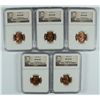 Image 1 : ( 5 ) 1945-D LINCOLN CENTS, NGC MS-66 RED GEMS!
