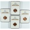 Image 1 : ( 4 ) 1958-D LINCOLN CENTS, NGC MS-66 RED GEMS