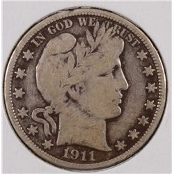 1911-D BARBER HALF DOLLAR VF-30