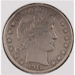 1911-S BARBER HALF DOLLAR XF-45