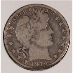 1914-S BARBER HALF DOLLAR VF-30