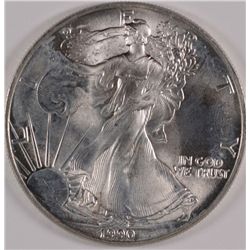 1990 AMERICAN SILVER EAGLE, GEM UNC  EARLY DATE