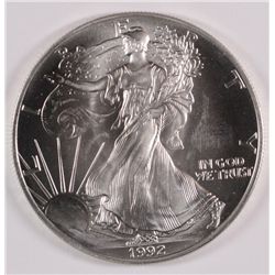 1992 AMERICAN SILVER EAGLE, GEM UNC