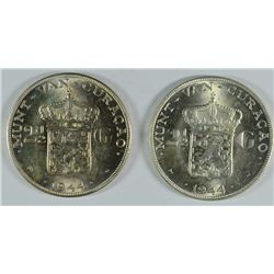 ( 2 ) 1944-D 2-1/2 GUILDER SILVER COINS