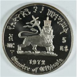 1972 ETHIOPIA .999 SILVER $5.00 PROOF COIN, RARE!