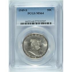 1949-S FRANKLIN HALF DOLLAR, PCGS MS-64