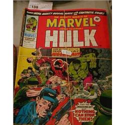 A selection of UK Marvel "Mighty world of Marvel" starring The Incredible Hulk. £15-25