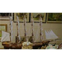 Model sailing ship with hollow hull. £130-150