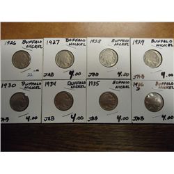 1926,27,28,29,30,34,35 & 36-D BUFFALO NICKELS
