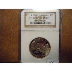 1991-S MT. RUSHMORE HALF DOLLAR NGC PF69