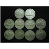 Image 2 : 10 ASSORTED 35% SILVER JEFFERSON WAR NICKELS