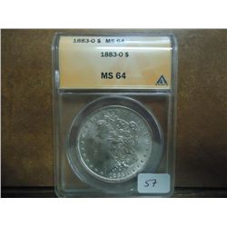 1883-O MORGAN SILVER DOLLAR ANACS MS64