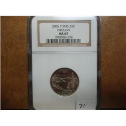 2005-P SMS OREGON QUARTER NGC MS67