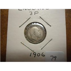 1906 GREAT BRITAIN SILVER 3 PENCE