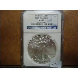 2012 AMERICAN SILVER EAGLE NGC MS70