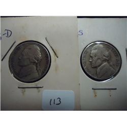 1938-D & 39-S JEFFERSON NICKELS