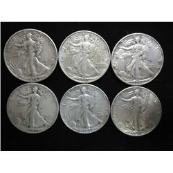 1942-D,43,44,45-S,46 & 47-D WALKING LIBERTY HALVES