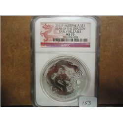 2012-P AUSTRALIA SILVER DOLLAR NGC MS70