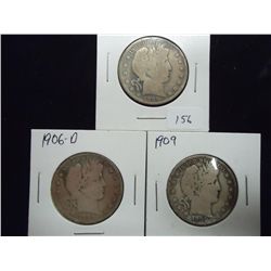 1899,06-D & 1909 BARBER HALF DOLLARS