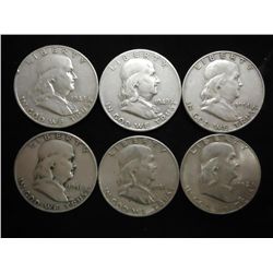 1949-S,49-D,50,51-S,51-D & 52-D FRANKLIN HALVES