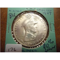 1947-S PHILIPINNES SILVER PESO BU MACARTHUR
