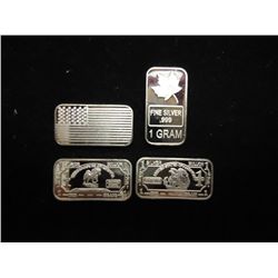 4-1 GRAM .999  FINE SILVER INGOTS AMERICAN FLAG,