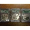 Image 1 : 3-2000-W AMERICAN SILVER EAGLES ICG MS67,68 & 69