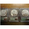 Image 2 : 3-2000-W AMERICAN SILVER EAGLES ICG MS67,68 & 69